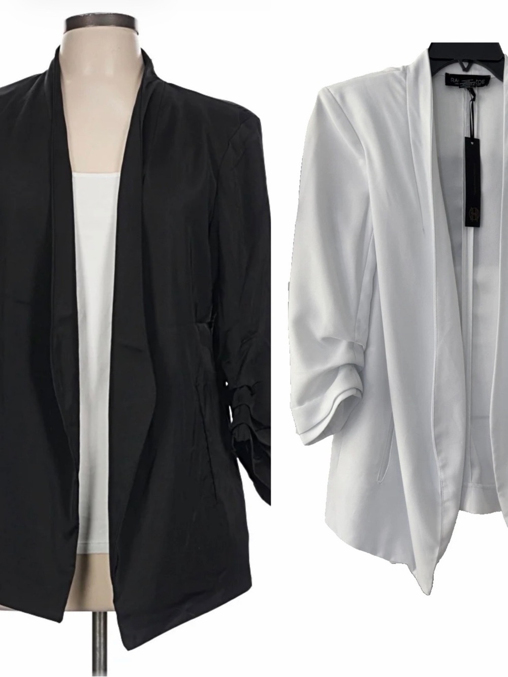 2 RACHEL ZOE Open Front Draped Blazer Jacket 3/4 sleeve stretch coat